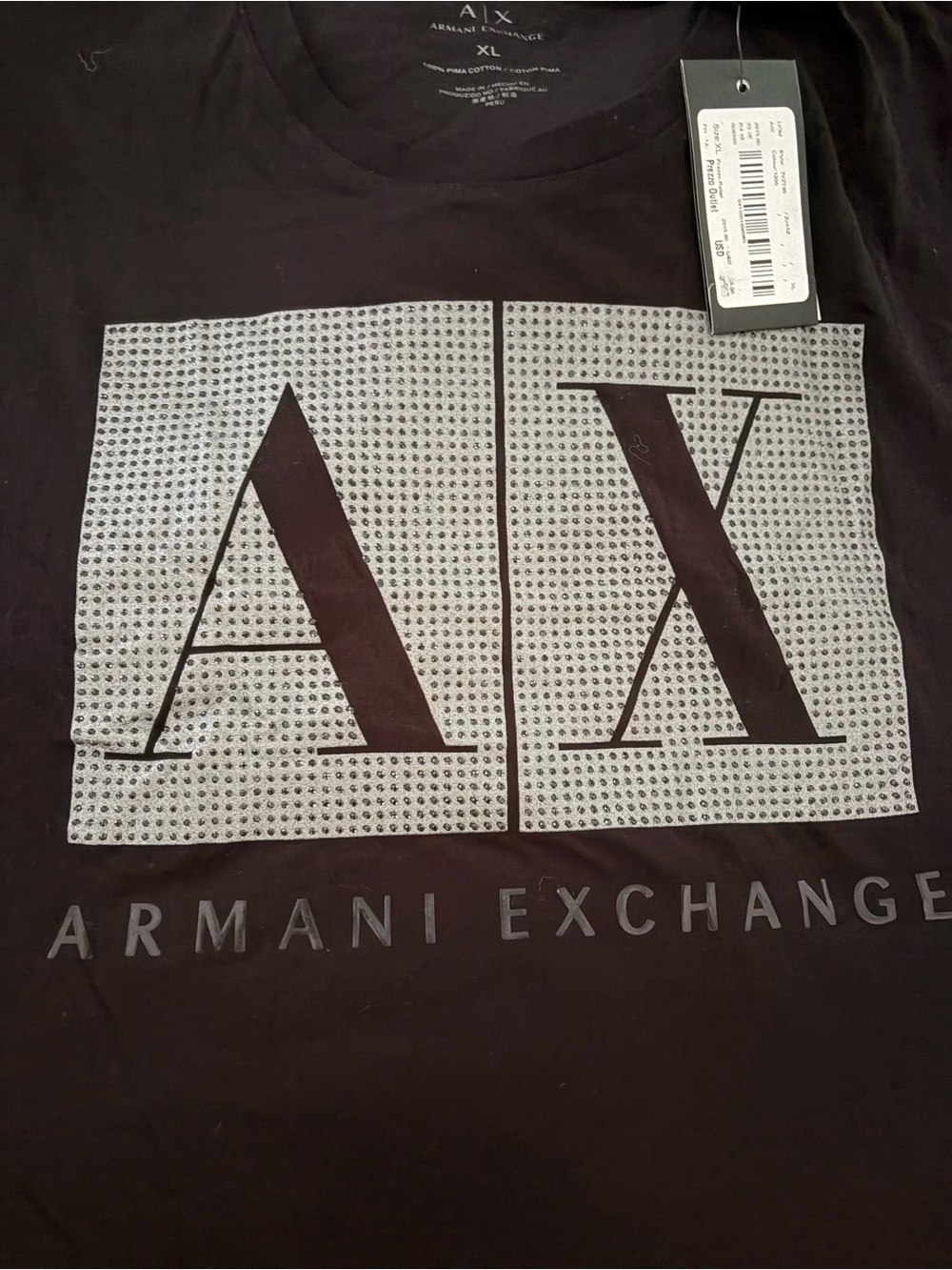 Men Armani Exchange Logo Graphic Tee in Black & Gray XL NWT